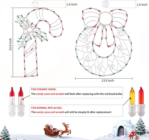 Christmas Window Silhouette Lights Decorations - Pack of 4 Sign Colour Lighted W - Picture 8 of 9