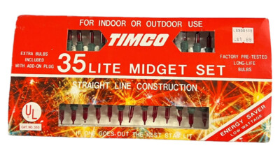 Vintage Timco 35 Midget Set String Light Red For Indoor Outdoor