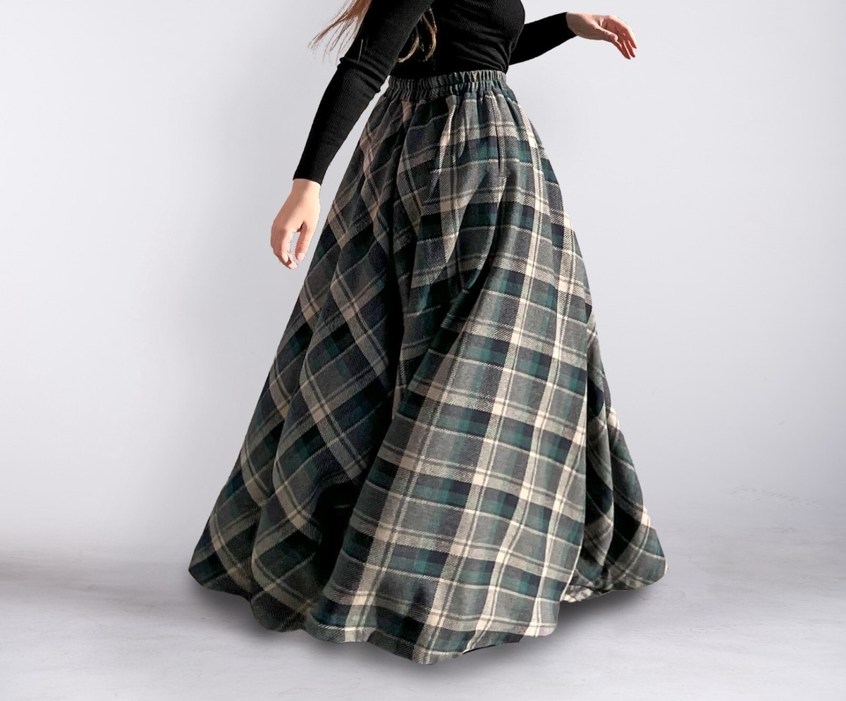 【ok.soon】tartan check long skirt Pleated Everyday Skirt – Scottish Kilt