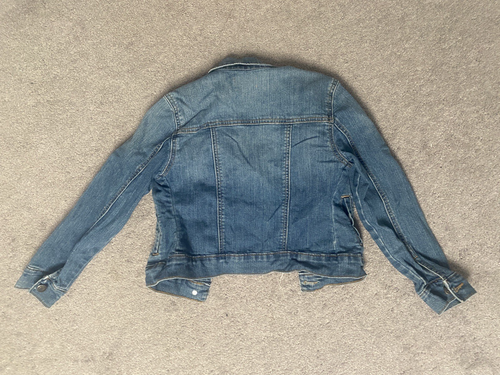 GAP Girls Jean Jacket Denim size M - 8 Long Sleeve Blue Wash Stretchy - Picture 2 of 4