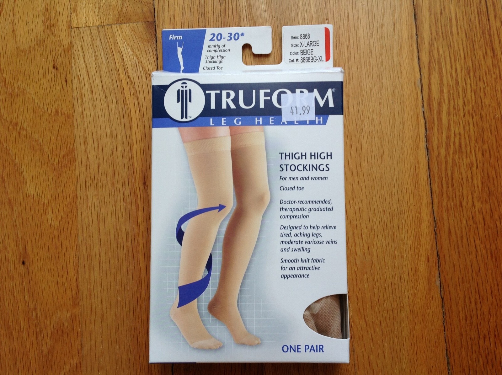 Truform Leg Health Thigh High Stocking, Beige, XLARGE, 8868 Firm