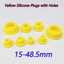 Silicone Rubber Plug Dust Seal Plug With Hole 15-48.5mm Impact Resistant Yellow
