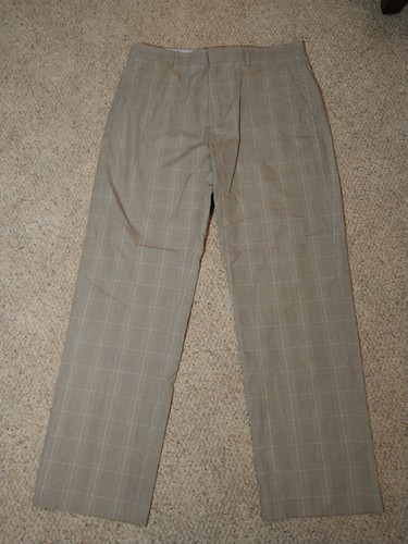 Banana Republic Plaid Beige Dress Pants Mens 35x32 Modern Fit