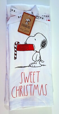 Snoopy Peanuts Set 2 Geschirrtücher Handtuch Kitchen Towel RAE DUNN weiß NEU USA