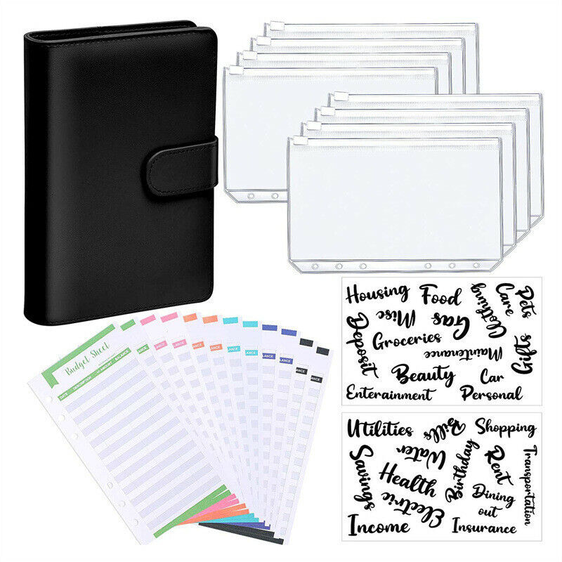 A6 PU Leder Notebook Binder Budget Planer Organizer Cover Taschen Geldbörse