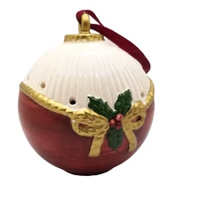 Fitz and Floyd Christmas Ornament  Potpourri Ceramic Bulb Ball Holiday Decor FF