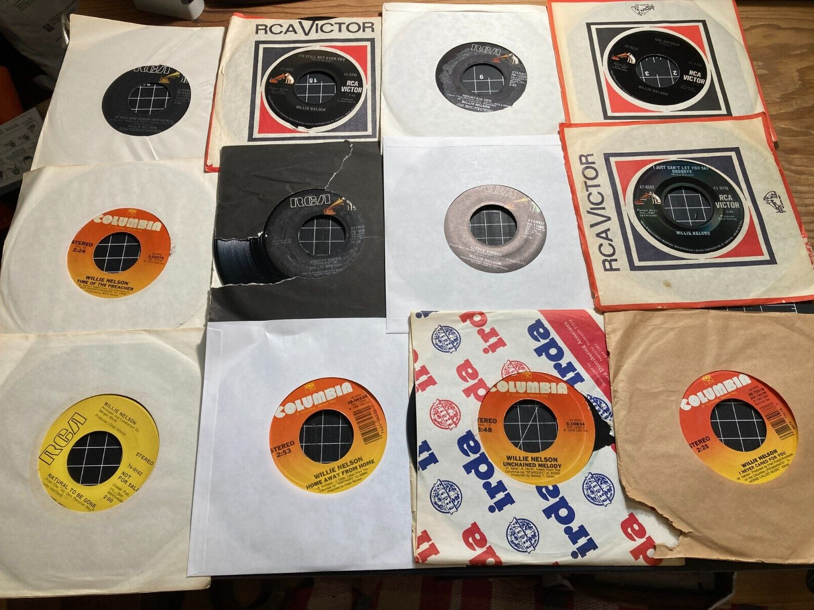 Vintage Lot 12 Willie Nelson Vinyl 45s Records Country VG
