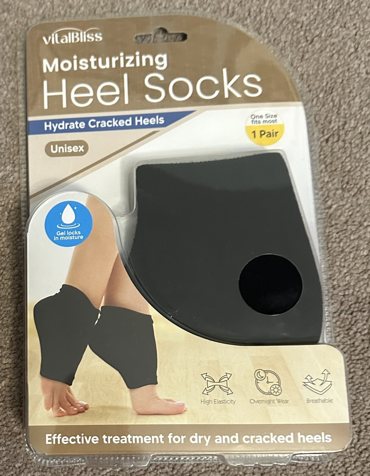 Black VitalBliss Moisturizing Heel Socks, One size fits All