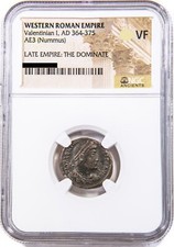 NGC (VF ) Roman AE3 of Valentinian I (AD 364 -375) NGC Ancients Certified Coin