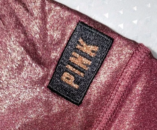 Victoria's Secret Pink Ultimate Workout Set Sz L Burgundy/Gold Shimmer - Image 4 of 4