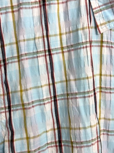 Tommy Bahama Mens Button Up Shirt XL Cotton Blue White Plaid Short Sleeve Pocket - Picture 4 of 10