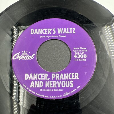 Dancer Prancer And Nervous 45 Vinyl Record 4300 The Happy Reindeer