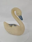 Fenton Satin Custard Glass Swan - Hand Painted