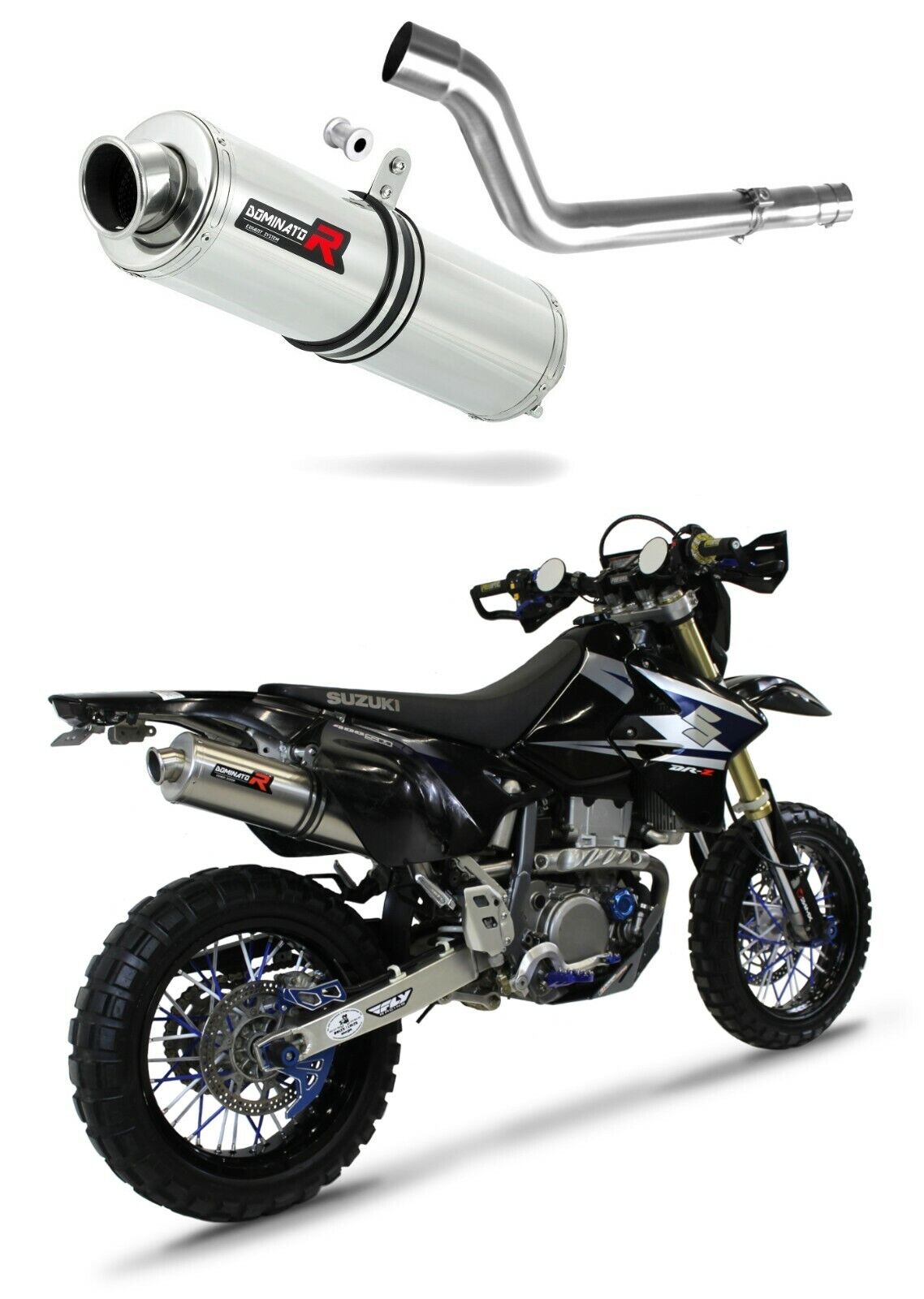 DR-Z 400 S / SM Exhaust ROUND Dominator Racing silencer muffler 2000 - 2019