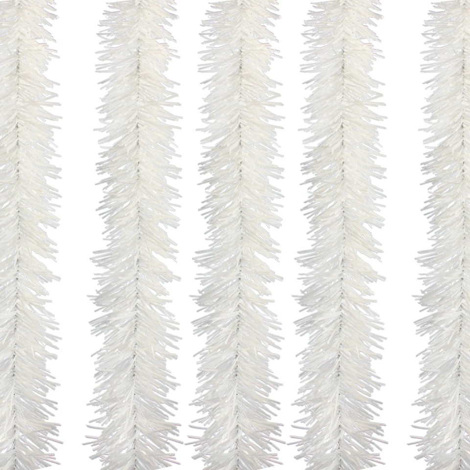 Guirnalda de oropel blanco brillante 30 pies de largo 3 pulgadas de ancho Guirnalda de cepillo de oropel de Navidad Foto 4 de 4