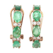 925 Sterling Silver Earrings Oval Green Emerald 6x4mm Cz Gemstone Jewelry