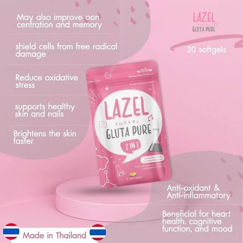 20X 30 Caps Lazel Gluta Pure 2 in 1 Anti Aging Antioxidant Whitening Skin Aura - Picture 4 of 12