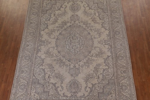 Vintage Muted Floral Tebriz Traditional Hand-knotted Wool Area Rug 8'x11' Carpet - Picture 3 of 12