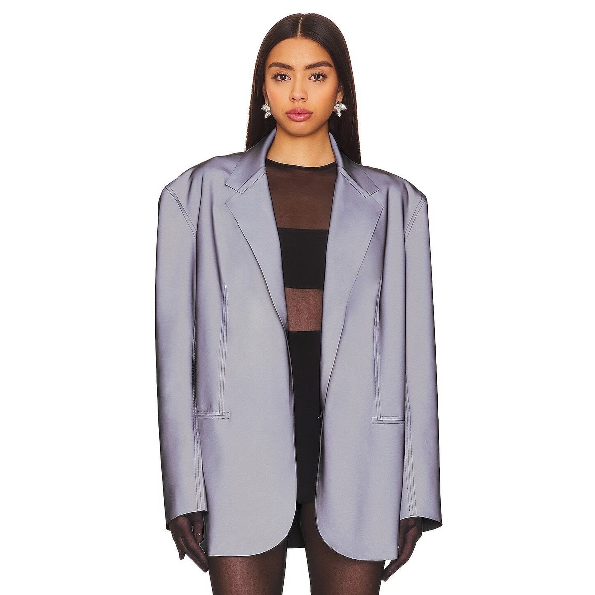 Norma Kamali Oversized Single Breasted Jacket Reflective Norma Kamali Oversized Single Breasted Jacket Reflective