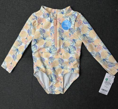 Carter’s Pineapple Long Sleeve Rash Guard Baby Girl Bathing Suit Size 6 Months