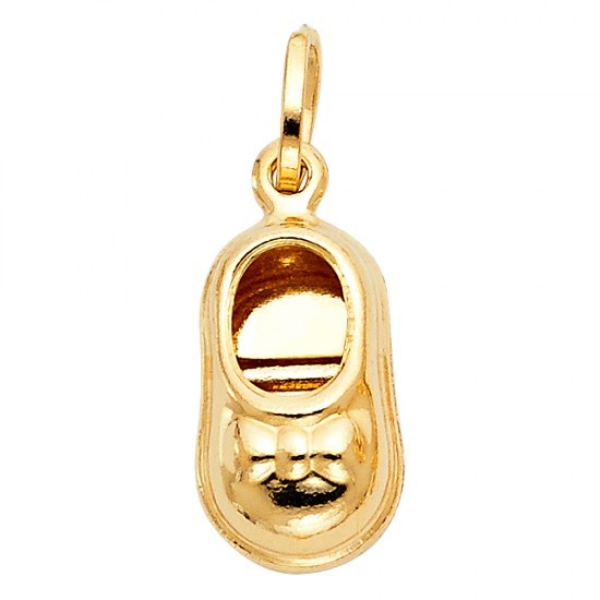 Solid 14K yellow gold baby shoe charm EJCM26535