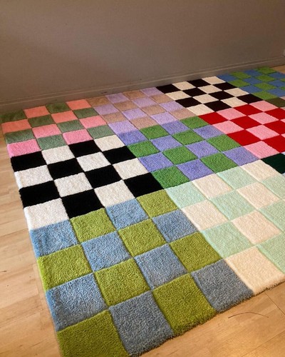Alfombra moderna acolchada a mano 100 % lana pura para pasillo cocina sala de estar cama Ro - Imagen 1 de 4