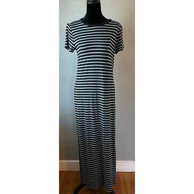 Michael Kors Navy Blue Striped Tshirt Maxi Dress