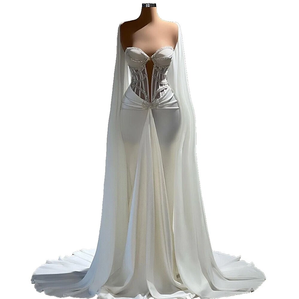 Trompeta y Sirena Con cuentas Chifón Vestidos de novia