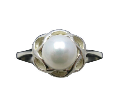 Sterling Silver Stylish Ring with Bead Punched Solid 925 Handmade