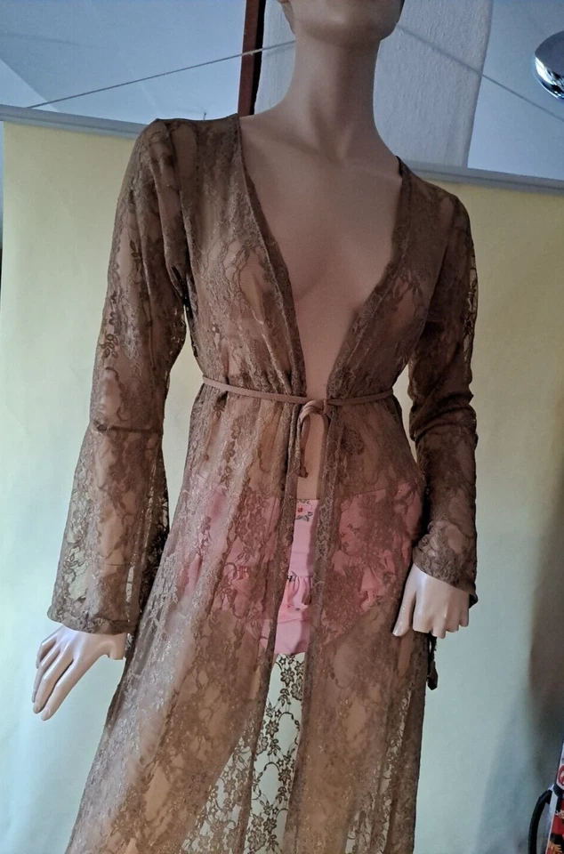 Damen Tunika Spitze Kimono Langes Strand Kleid Bikini 36  Bademantel Sexy Outfit - Bild 2 von 4