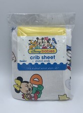 Vintage Disney Babies Mickey and Minnie Mouse Fitted Crib Sheet by Dundee NEW