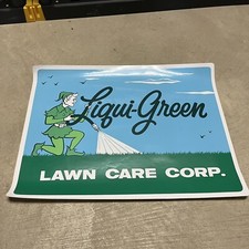 Vintage Liqui-Green Lawn Care Corp Large Decal Sticker w/ Elf Mascot NOS Truck