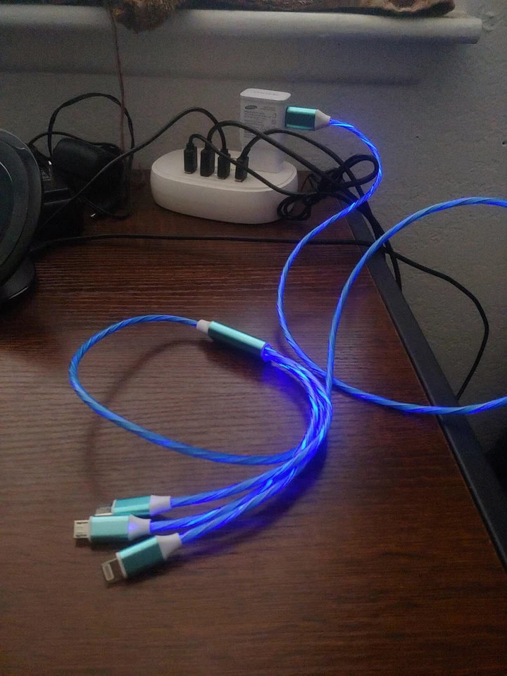 3 in 1 LED Fast Charging Cable Adapter For iPhone Micro USB Type C Charger Cord - Image 3 of 4