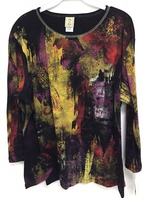 Jess and Jane Bali Multi-Color Floral Shirt Size Made in USA New with Tags