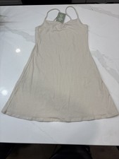H M Beige Cotton Slip Dress Women s Medium NWT 95 Cotton Spaghetti Strap Casual