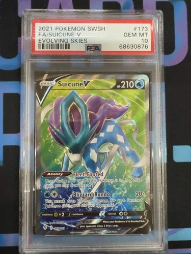 Pokémon Suicune V Evolving Skies 173/203 PSA 10