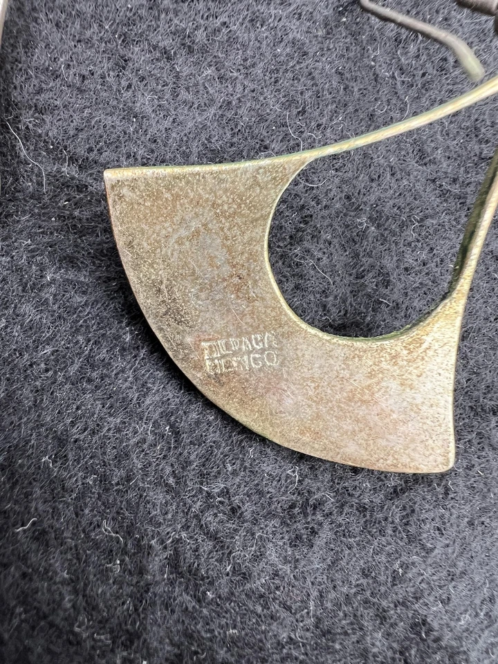 Vintage Abalone Inlay Dangle Earrings Sterling Silver 925 Signed Mexican Fan - Image 4 of 4