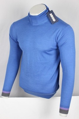 Lords or Harlech Men's Ronald Turtle Neck Sweater Lightweight XL Blue