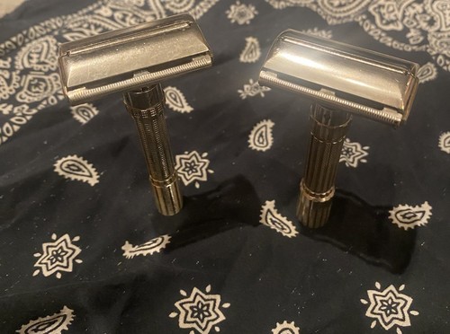 Vintage GILLETTE Fatboy E1 DE TTO Adjustable Safety Razor + Adjustable SLIM H1