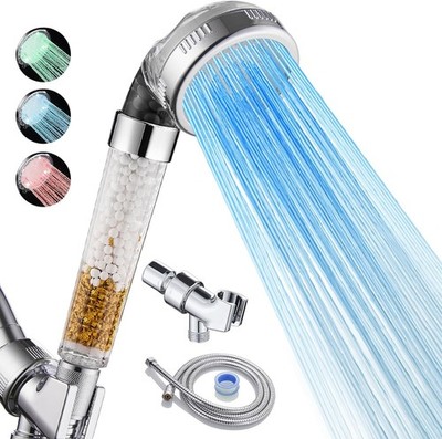 Filtered LED Shower Head with Handheld, Color Changing, High Pressure Shower