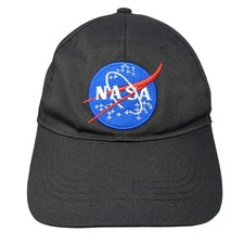 NASA Logo Strapback Hat Black One Size Solid Adjustable Embroidered