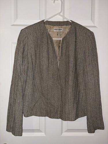Armani Collezioni, Giacca donna vintage Giorgio Armani Le Collezioni grigia tweed foderata lana S/M