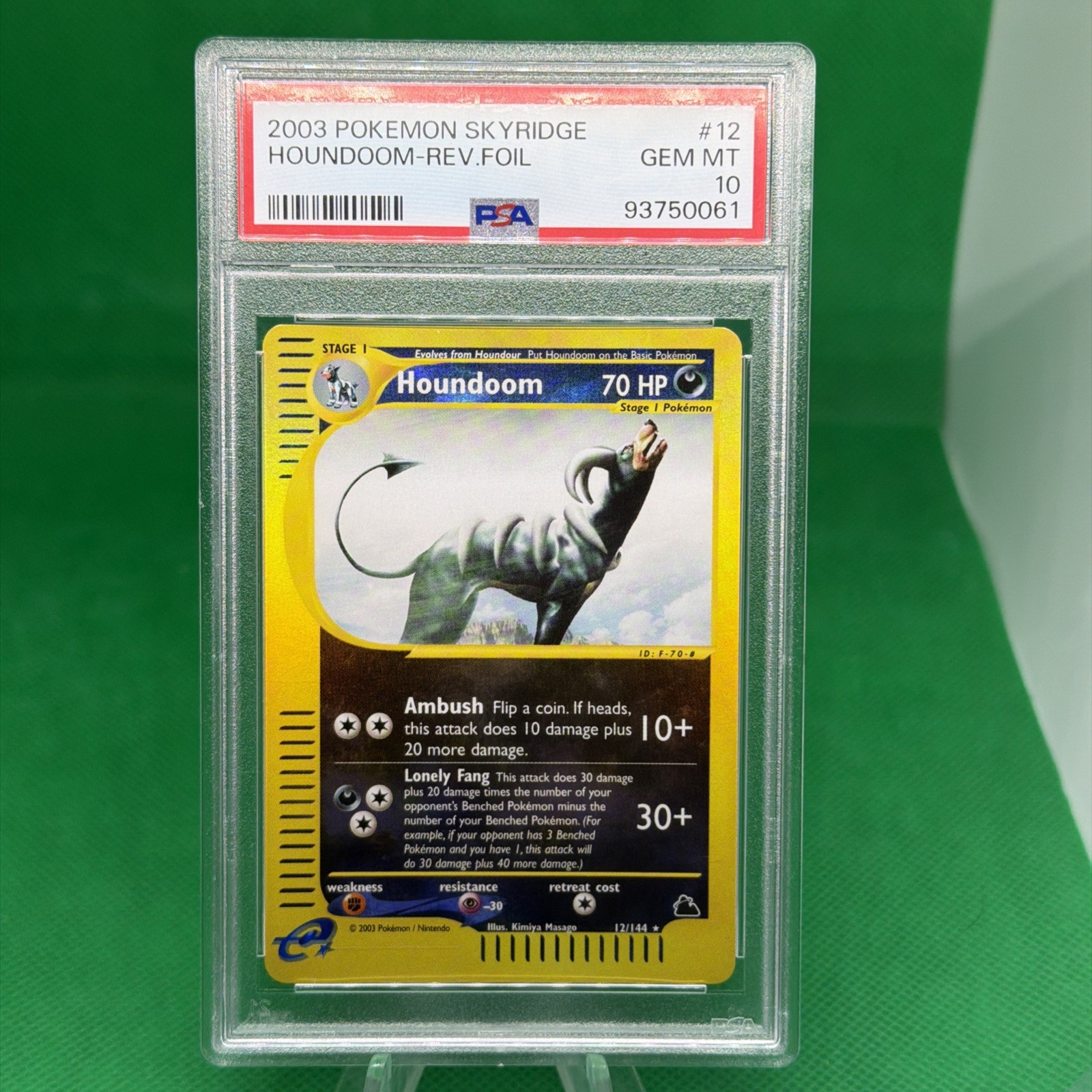 Pokémon Houndoom Reverse Foil Holo PSA 10 Skyridge 12/144 Low Pop Gem Mint