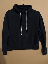 Women's Pullover Hoodie Sweatshirt Heavyweight Fleece Size S Black Long Sleeve