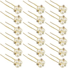 18pcs Pearl Hair Pins Crystal Bobby Pins Wedding Accessories for Brides Gold