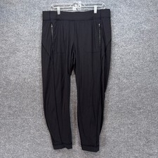 Athleta Courtside Trouser Pants Women Large Black Zipper Pocket Tapered Jogger