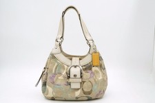 COACH Soho F16590 Borsa Tracolla Tote Con Ciondolo Multicolore Canvas Beige