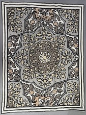 Martha Stewart Standard Sham Geometric Border Pattern Beige Brown Gray Black