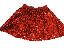 GIRLS RED SPARKLY SEQUIN SKIRT HOLIDAY VALENTINES EASTER CHRISTMAS SIZE 8