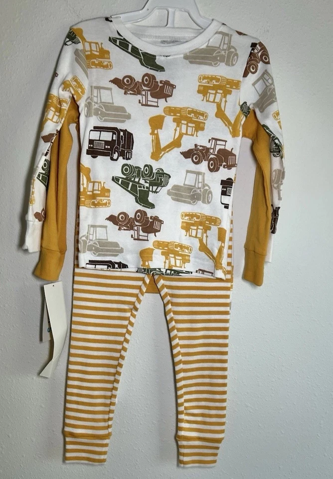 Carter’s Talla 2T Juego de 4 Piezas Pijama Niño Amarillo Excavadora Camión Volquete NUEVO Foto 2 de 4